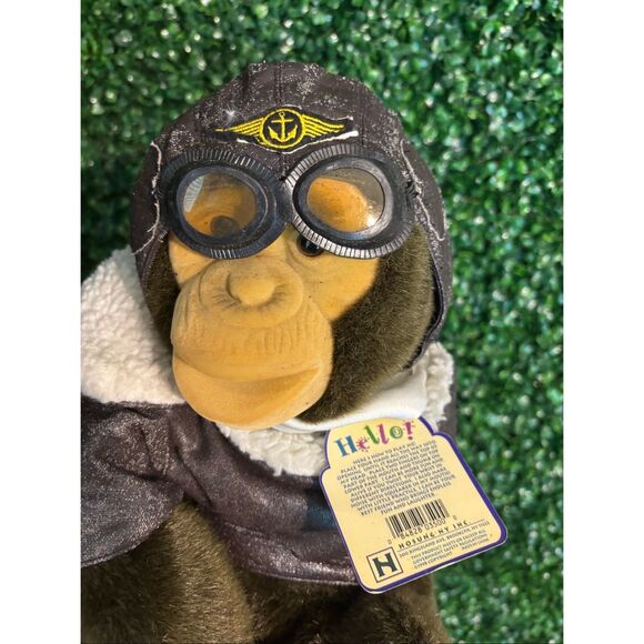 Hosung Monkey Hand Puppet Brown Aviator Jacket and Goggles Chimp Plush Puppet NW - Picture 8 of 10